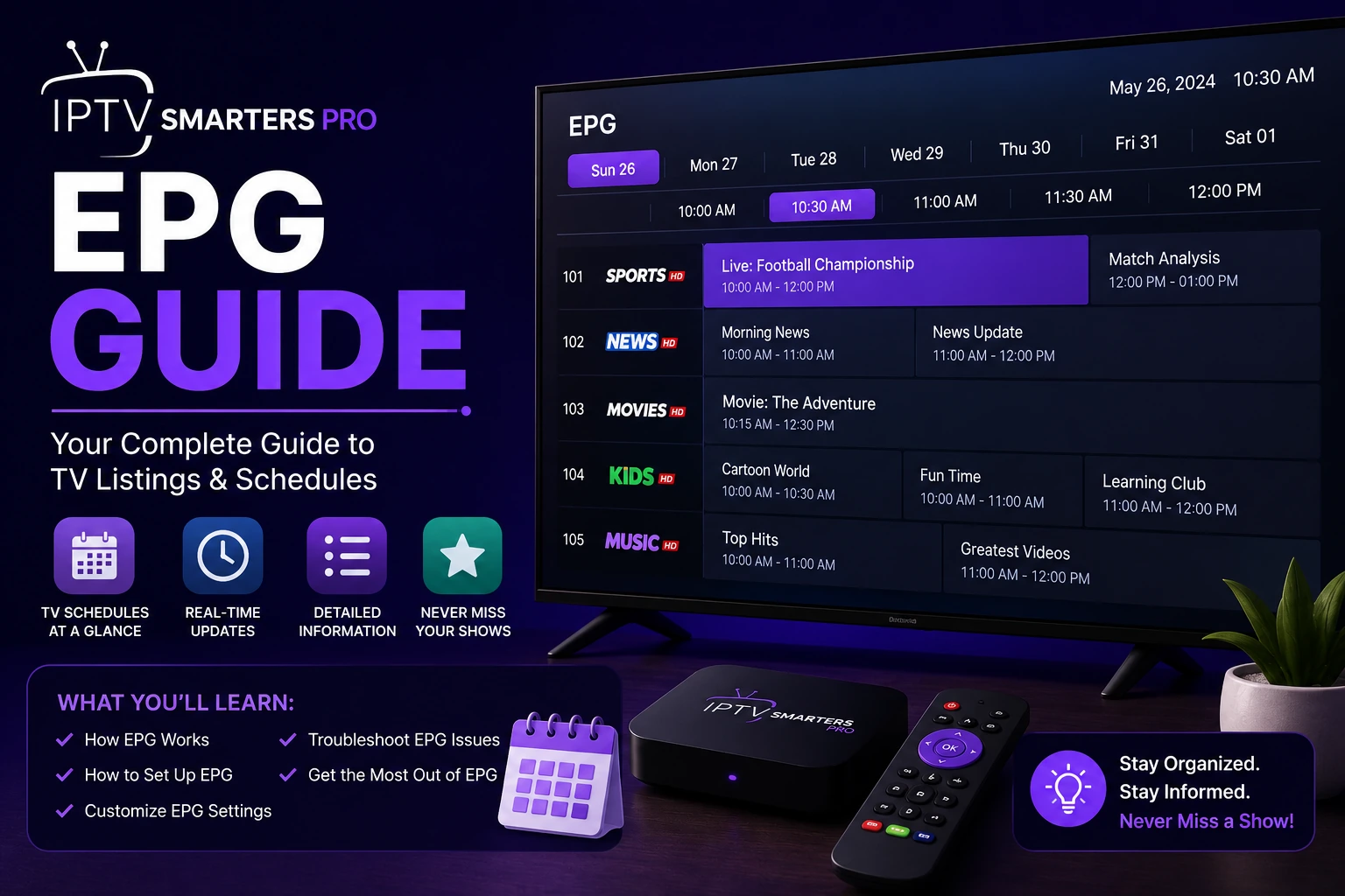 Set up EPG Electronic Program Guide on IPTV Smarters Pro