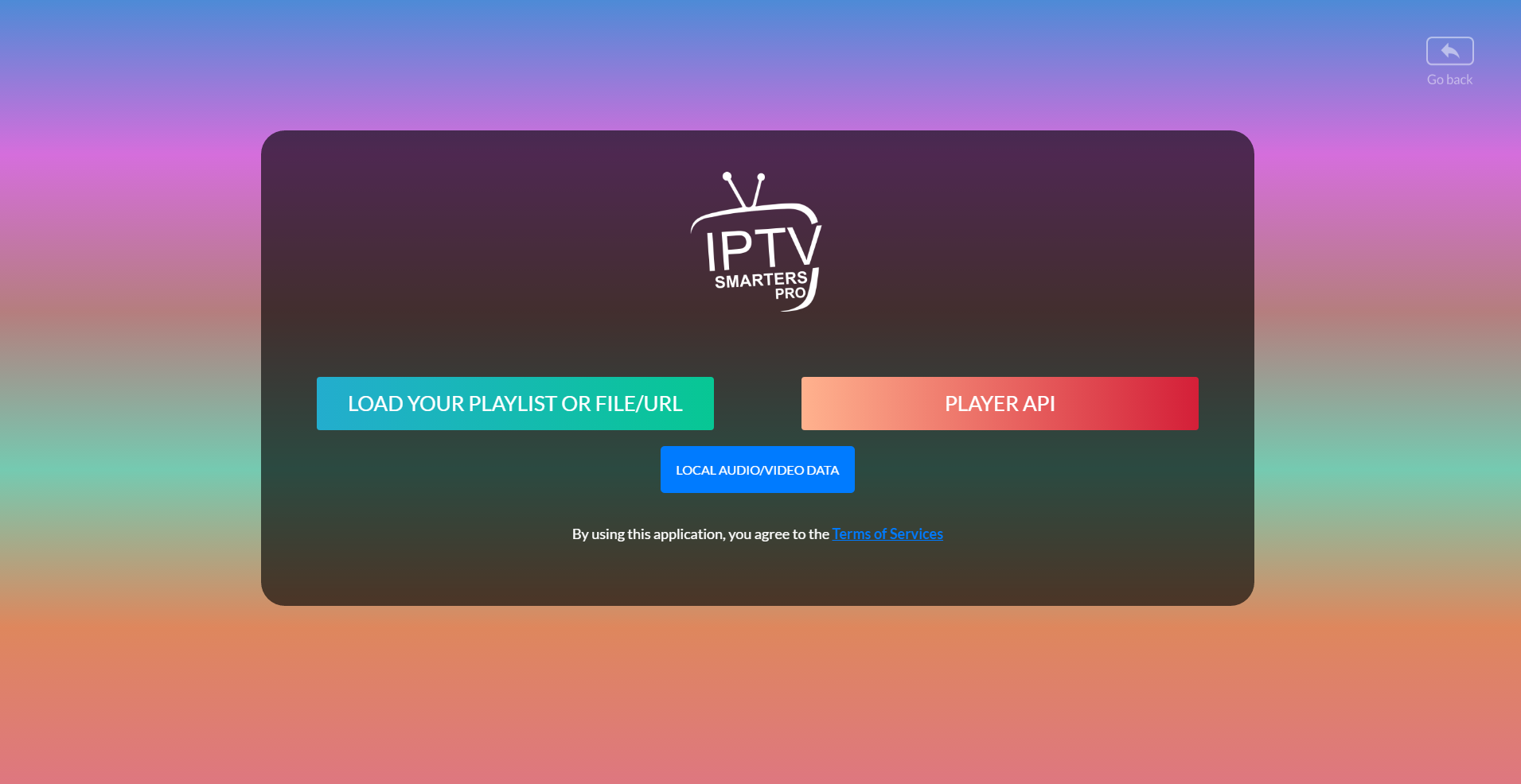 IPTV Smarters Pro home screen interface after successful login