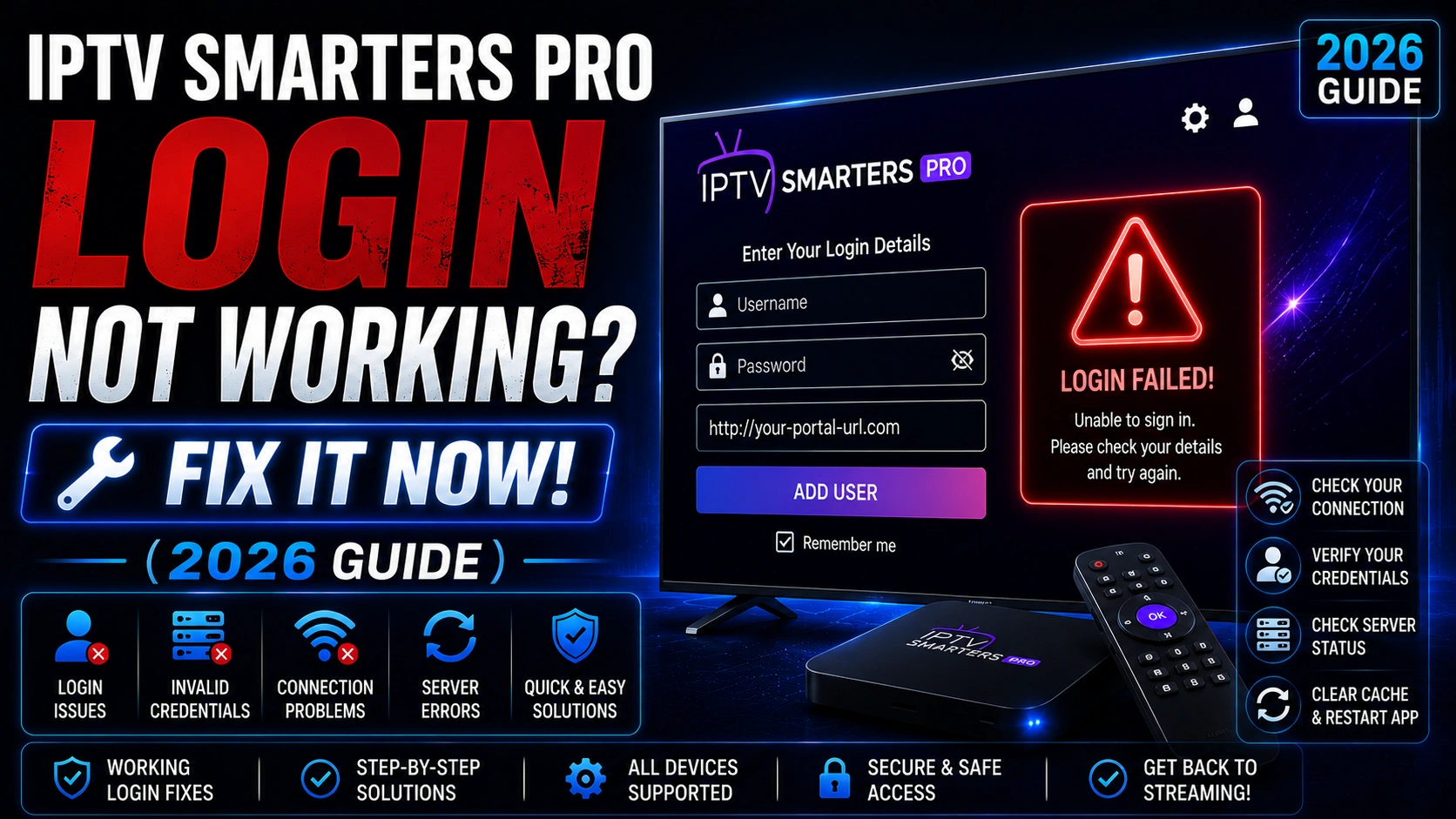 Fix IPTV Smarters Pro login not working