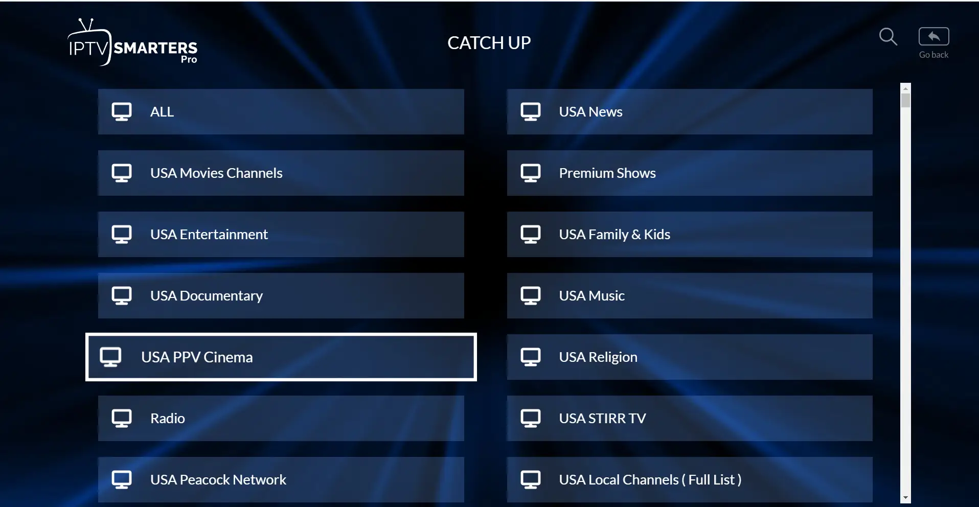 IPTV Smarters Pro movie library