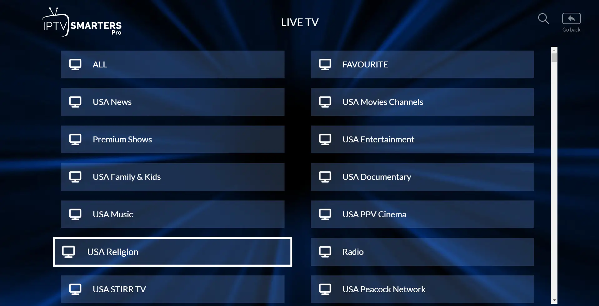 IPTV Smarters Pro parental controls settings screen