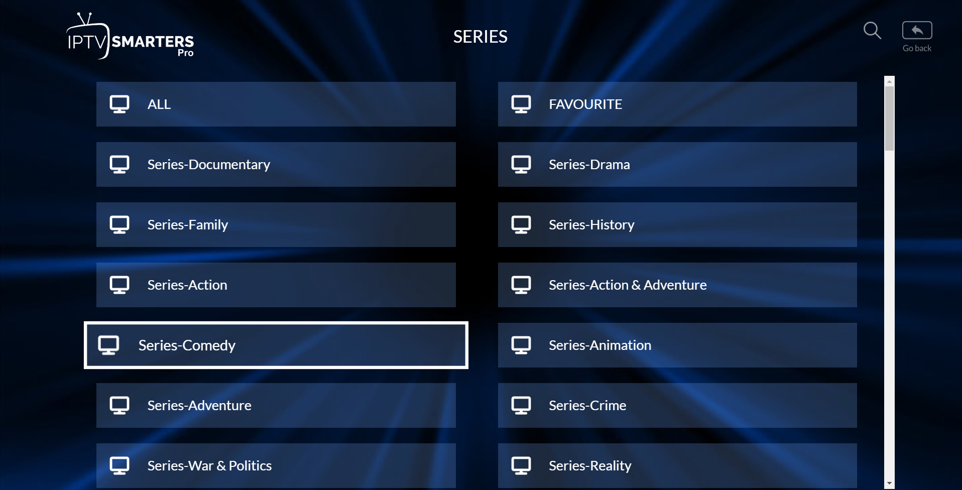 IPTV Smarters Pro search results