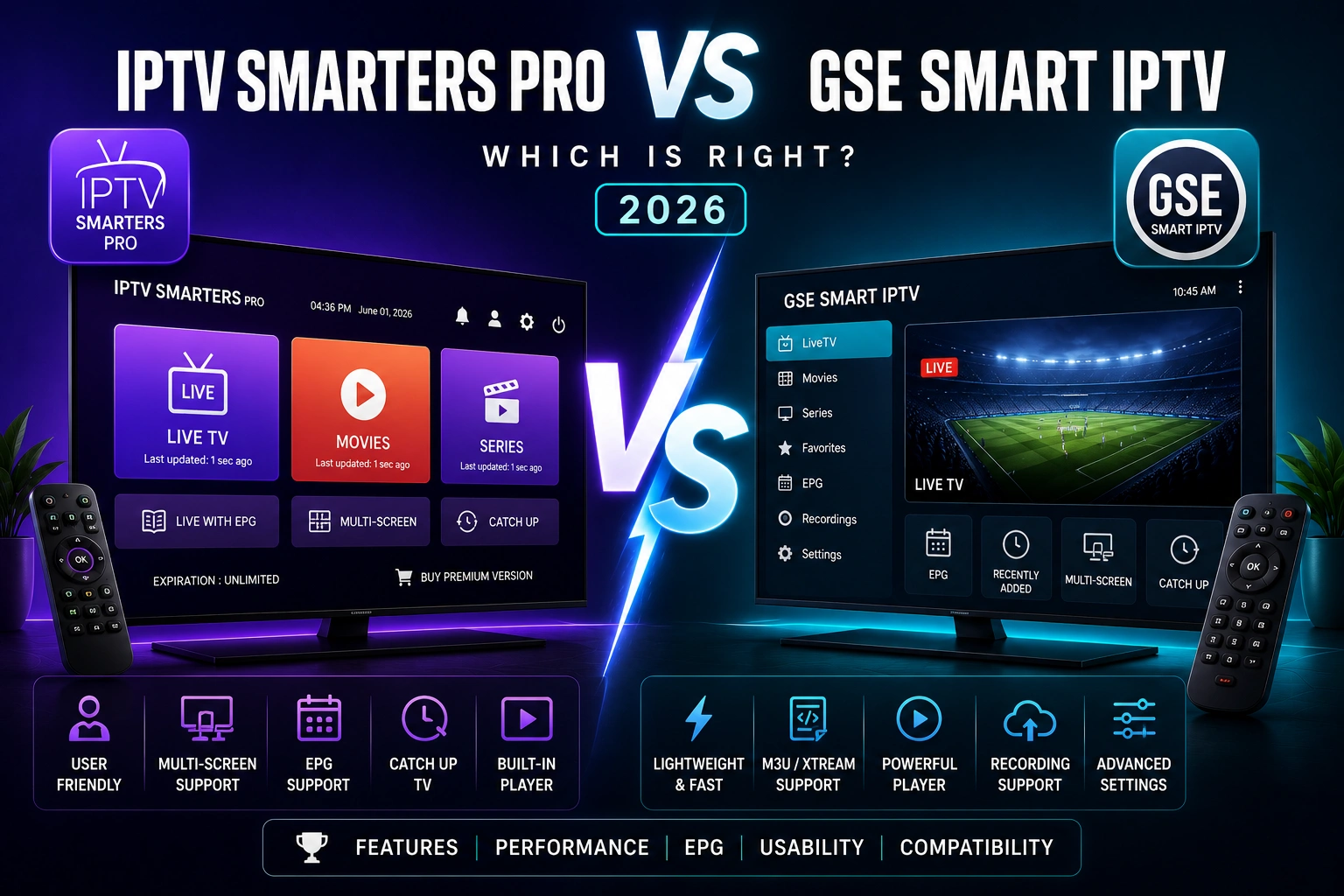 IPTV Smarters Pro vs GSE Smart IPTV