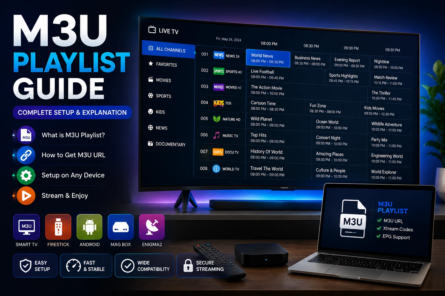 M3U playlist setup in IPTV Smarters Pro